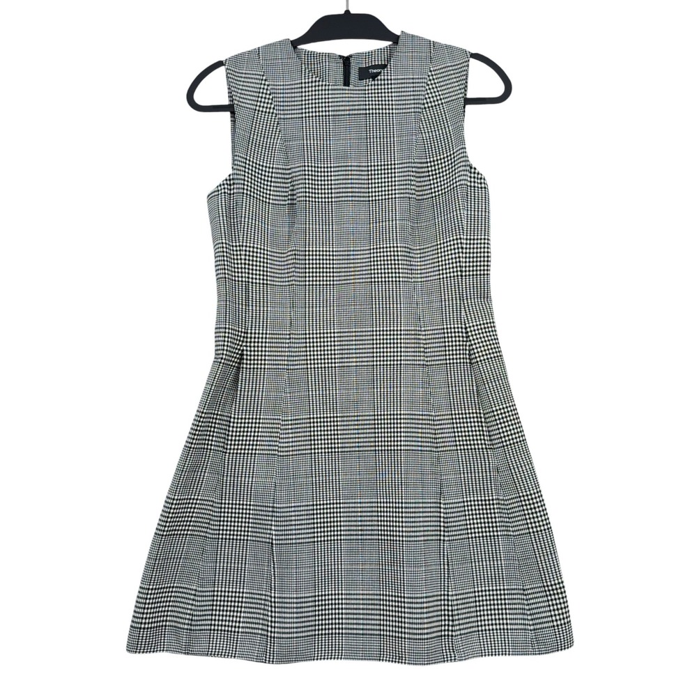 Theory Black and White Plaid Mini Dress